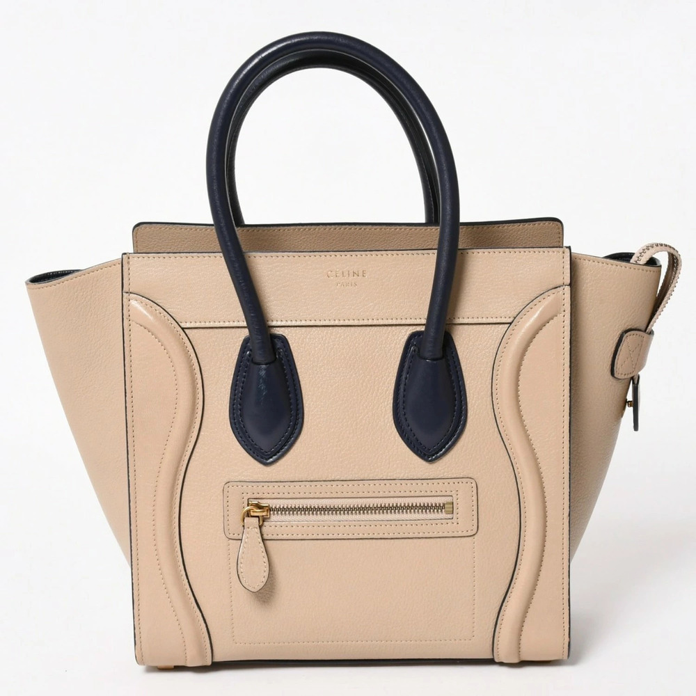 Celine Luggage Shopper Shoulder Bag Handbag Phoebe Philo Calfskin Beige Tan